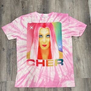 NWOT Pink Tie-Dye Cher Graphic T-Shirt sz xl